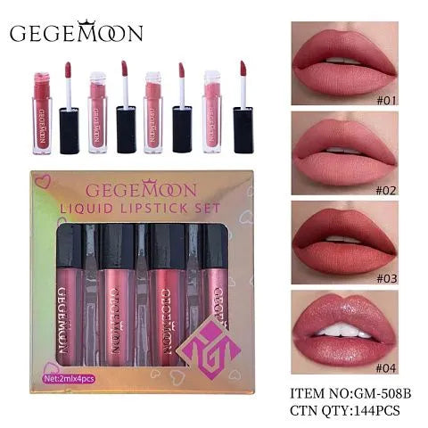 Gegemoon 4in1 Liquid Matte Lipstick Set For Women And For Girls 2ml*4 Gm-508b