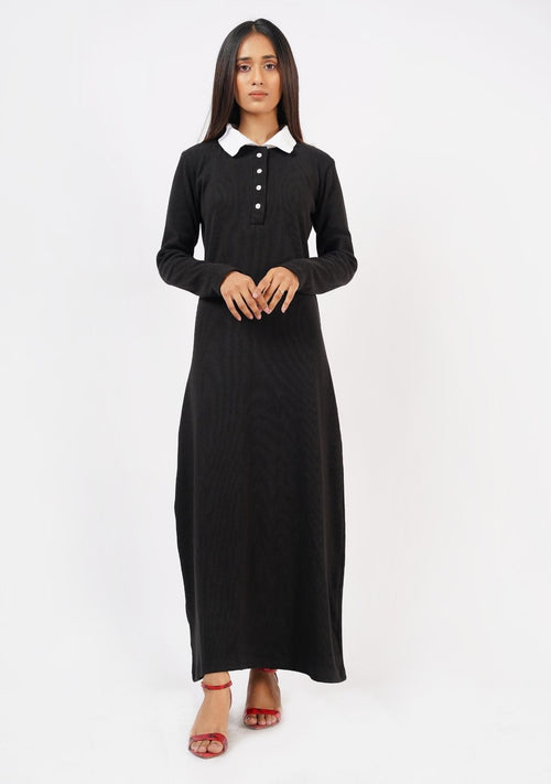 Nine90nine- Polo Knit Dress - Black