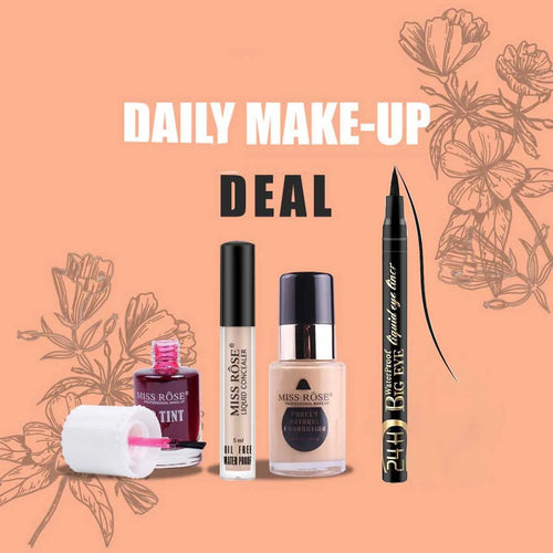 Miss Rose 4 Pcs Purely Foundation - Concealer - Lip Tint - Liquid Eyeliner Makeup Deal