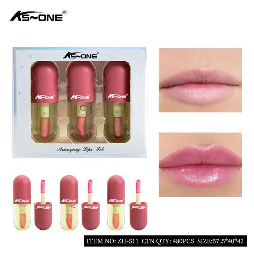 Colorme - New Lip Gloss Capsule Lip Plumper Oil Shiny Clear Lip Oil Women Moisturizing Lip Gloss Set-one