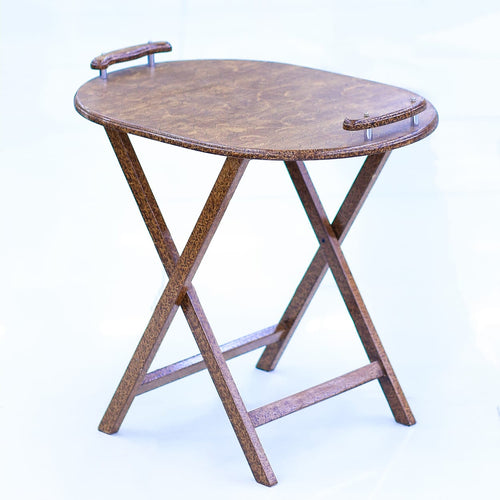TEA TABLE FOLDING OVAL PLAIN L-BROWN