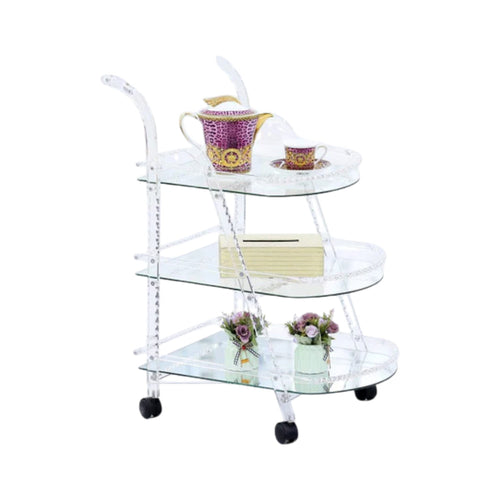 TEA TROLLEY ACRYLIC 3-SHELF 48 WHITE