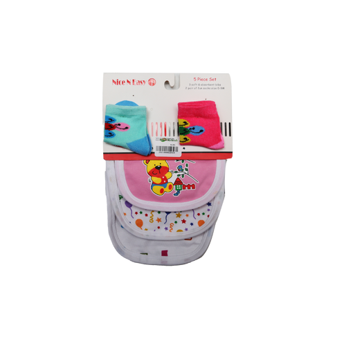 NICE AND EASY BABY BIB AND SOCKS SET PK-5 SU-21