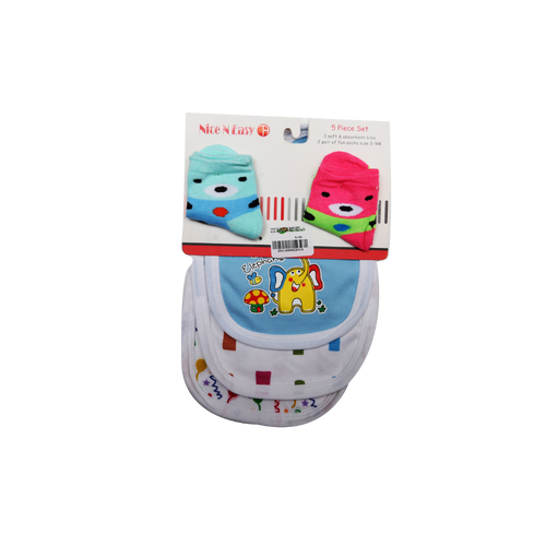 NICE AND EASY BABY BIB AND SOCKS SET PK-5 SU-21