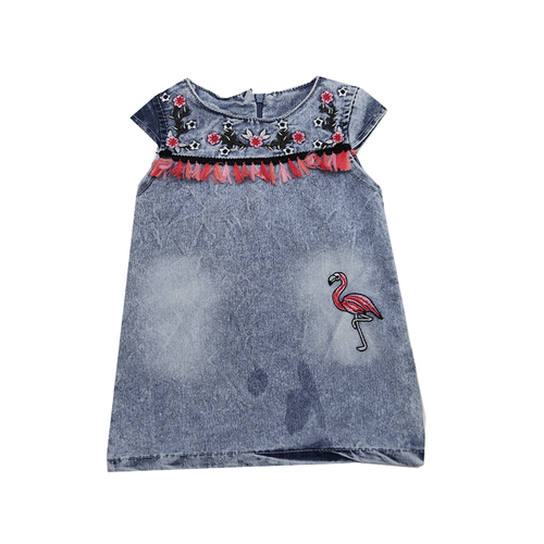 GIRLS CAP SLEEVE DENIM FROCK 004-049 TUR SU-21 12-18M