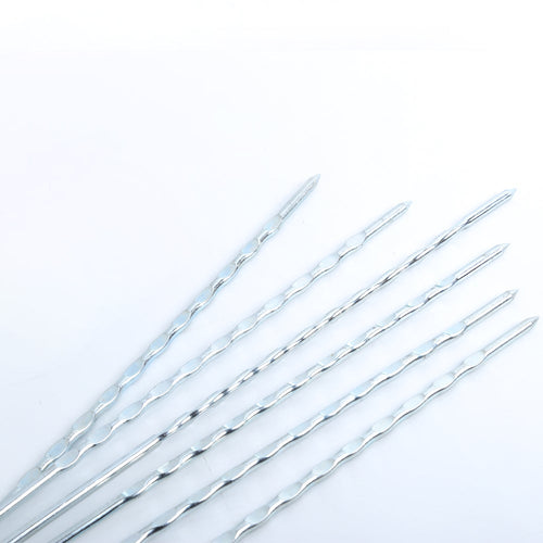 BAR B Q STICK SET 6PC STEEL 16INCH ROD HANDLE