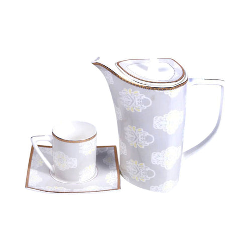 DINNER SET BONE CHINA 61PC SQUARE YG10183AT