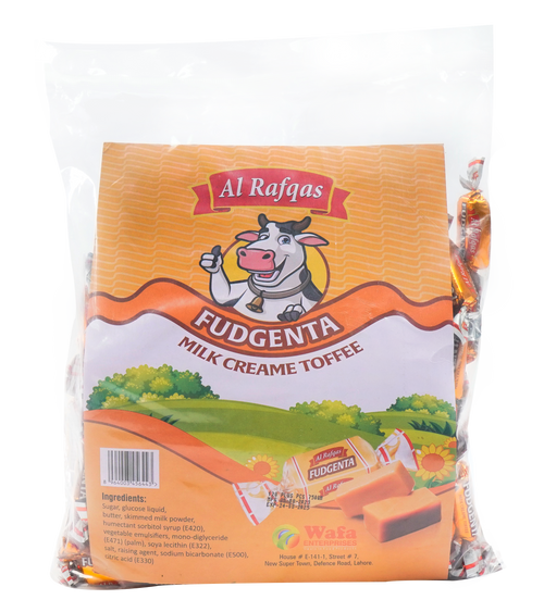 AL RAFQAS FUDGENTA MILK CREAM TOFFEE POUCH 750 GM