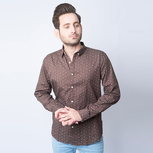 Vybe - Brown And White Casual Shirt