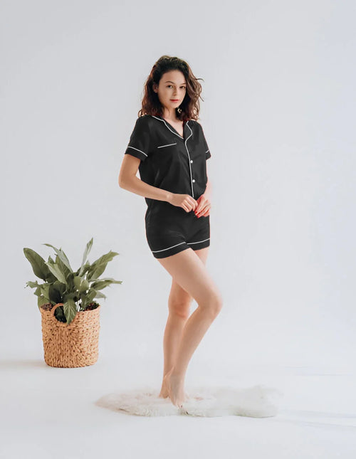 Vybe - Button Down Silk With Short - Black