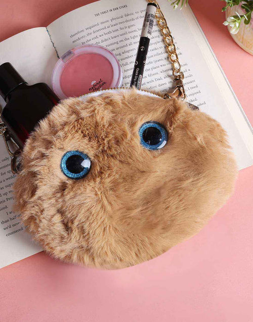 Rangoon - Brown Fluffy Pouch Bag