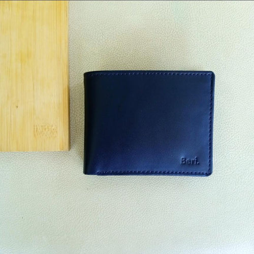 Beri - Authentic Cowhide Leather Men's Wallet - Navy Blue