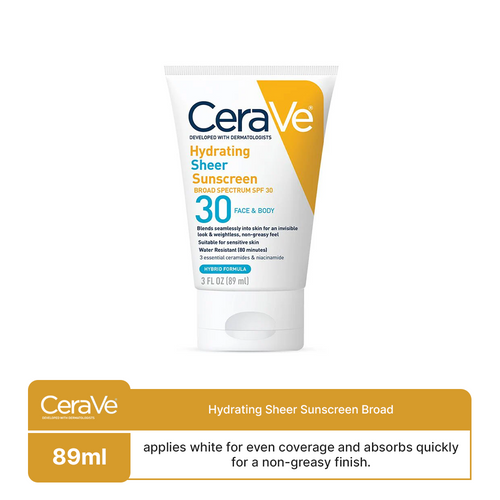 Cerave - Hydrating Sheer Sunscreen Broad Spectrum Spf 30 For Face & Body 89ml