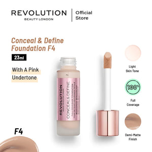 Makeup Revolution- Conceal & Define Foundation F4 23ml