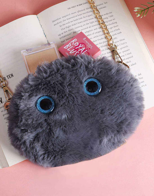 Rangoon - Dark Grey Fluffy Pouch Bag