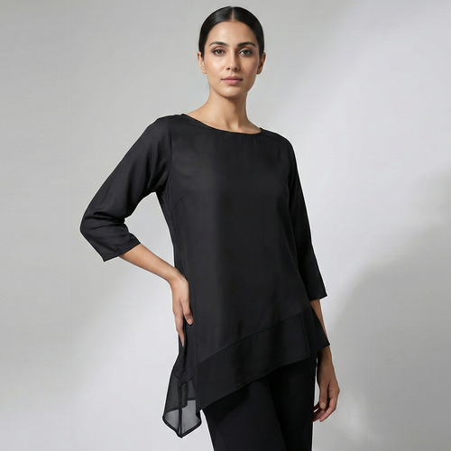 Vybe - Plus Size Asymmetric Sleeve T-shirt