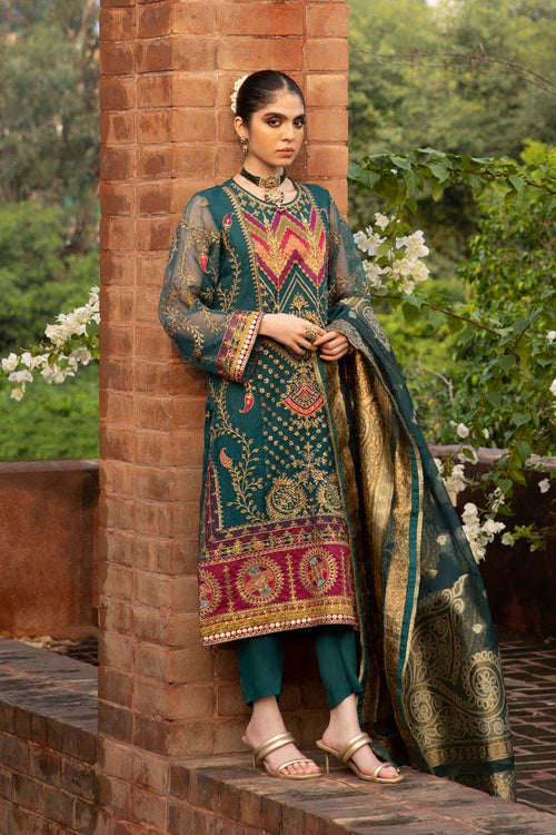 Sapphire- 2 Piece - Embroidered Organza Suit