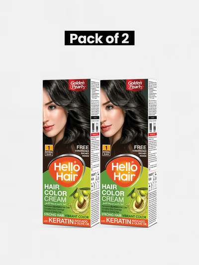 Pack of 2 Hello Hair - Hair Color Natural Black 1