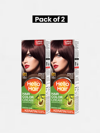 Pack of 2 Hello Hair - Hair Color Deep Mahogany Brown 3.6