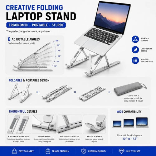 HP W10 RGB Wireless Mouse & Foldable Aluminum Laptop Stand Combo