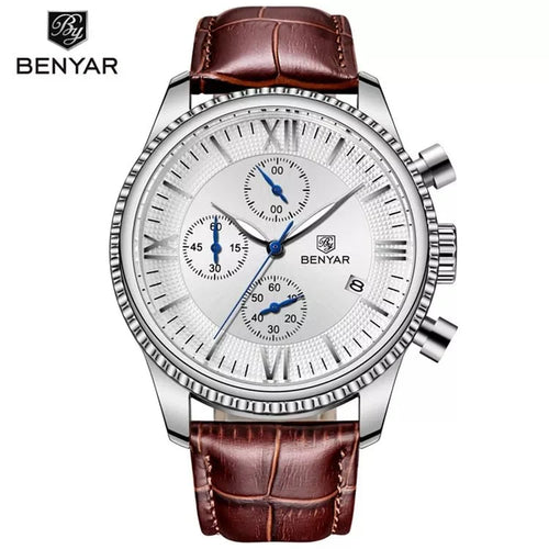 Benyar Chronograph Edition Leather Strap Wrist Watch For Men (by-5129m)