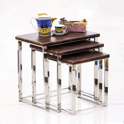 TABLE SET 3 PC STANLESS STEEL TIGER