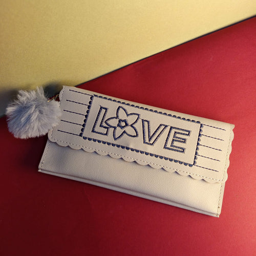 The Original - Women Wallet Grey With Pom Pom Keychain