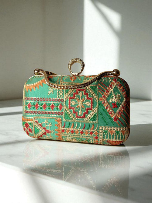 The Original - Hand Embroided Evening Cluthch Green