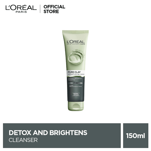 L'oreal Paris Skincare- Pure Clay Detox And Brighten Cleanser, Black 150 Ml