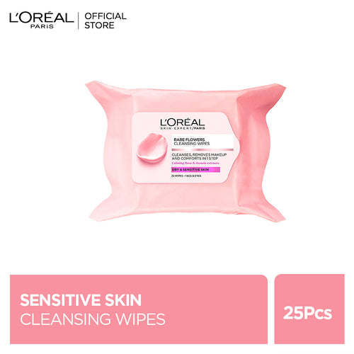 L'oreal Paris Rare Flowers Cleansing Wipes Dry And Sensitive Skin 25 Pcs