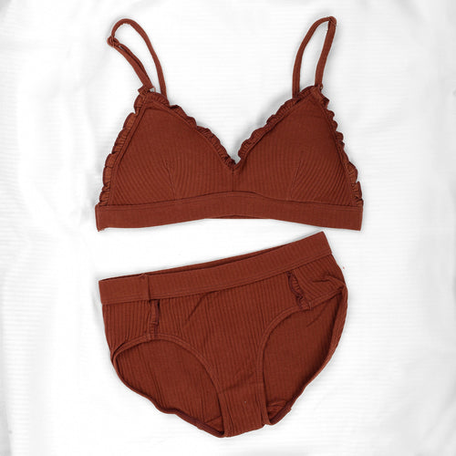 Vybe - V-cut Bikini Bra/panty Set - Brown
