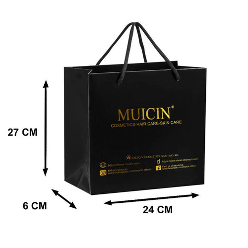 Muicin - Printed Black Paper Bag | Gift Bag