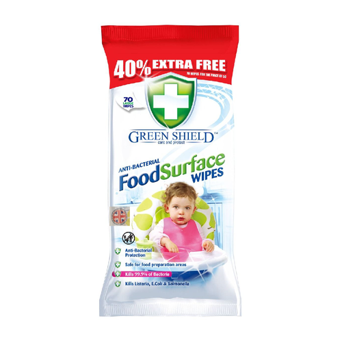 GREEN SHIELD WIPES FOOD SURFACE 70PC