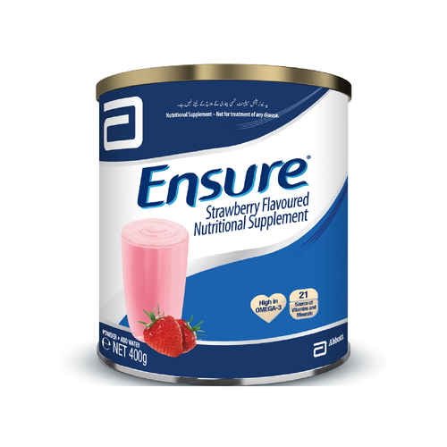 ENSURE NUTRITIONAL SUPPLEMENT POWDER STRAWBERRY TIN 400 GM