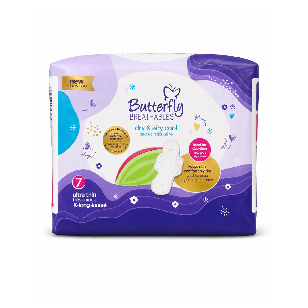 BUTTERFLY ULTRA THIN SANITARY NAPKINS EXTRA LARGE 7 PCS
