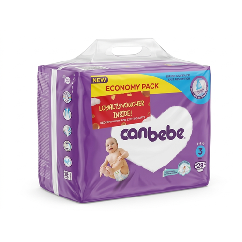 CANBEBE DIAPER COMFORT DRY MIDI 3 28PC 4-9 KG