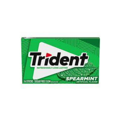 TRIDENT BUBBLE GUM SPEARMINT SUGAR FREE 14 STICKS