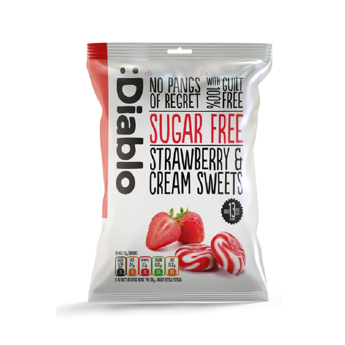DIABLO CANDY STRAWBERRY & CREAM SWEETS SUGAR FREE 75 GM