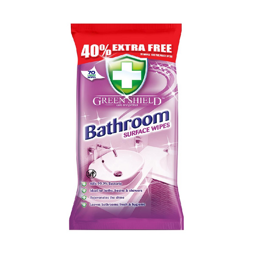 GREEN SHIELD WIPES BATHROOM SURFACE 70PC