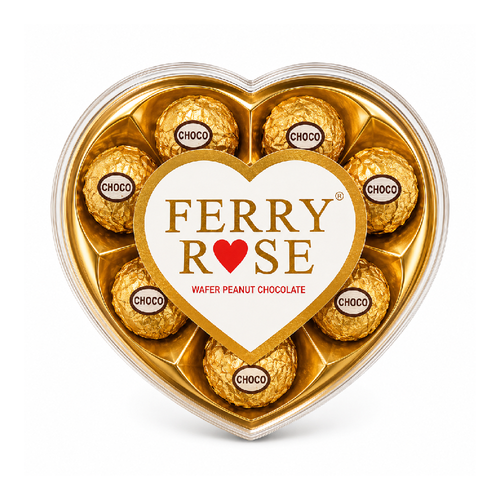 FERRY ROSE CHOCOLATE HEART SHAPE BOX T-8 100 GM