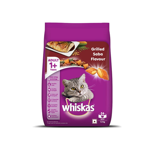 WHISKAS CAT FOOD ADULT GRILLED SABA 1+YEAR 3 KG