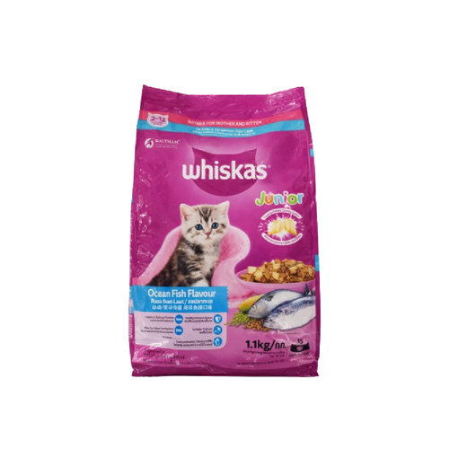 WHISKAS CAT FOOD JUNIOR OCEAN FISH 2-12M 1.1 KG