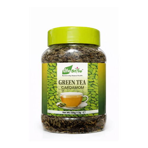 LIFESTYLE GREEN TEA CARDAMOM JAR 125GM