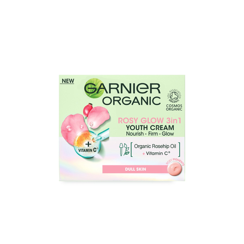 GARNIER ORGANIC ROSY GLOW DULL SKIN 3IN1 VITAMIN-C CREAM 50M