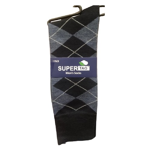 SUPER SOCKS ARGYLE P1(BLACK)