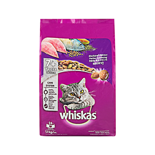 WHISKAS CAT FOOOD 7+ YEAR MACKEREL 1.1 KG