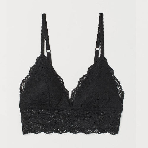 H&m- Padded Lace Bralette- Black.