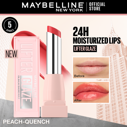 Maybelline New York - Tinted Lip Oil Balm With Cherry Extract - 24hr Hydrated Lips Lifter Glaze 005 Peach Quench