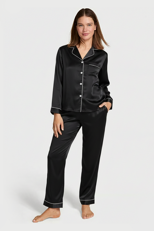 Vybe - Premium Silk Pajama Suit - Black