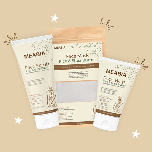 Meabia -rice Glow & Bright Bundle With Shea Butter (face Wash + Face Scrub + Face Mask)